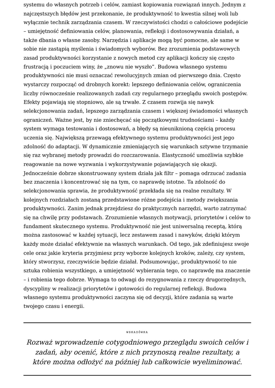 Wskazówka i pytanie — Jak zbudować system produktywności, który faktycznie działa